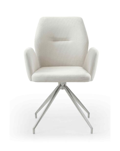 Fever - Poltrona con funzione girevole a 180° bianco crema/argento - 60x62x89 cm