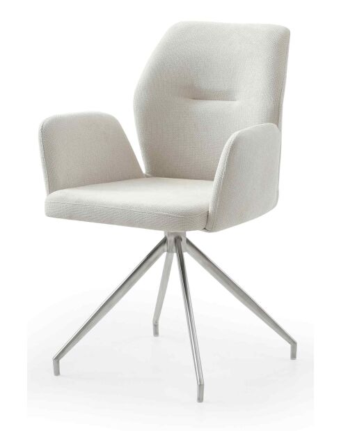 Fever - Poltrona con funzione girevole a 180° bianco crema/argento - 60x62x89 cm