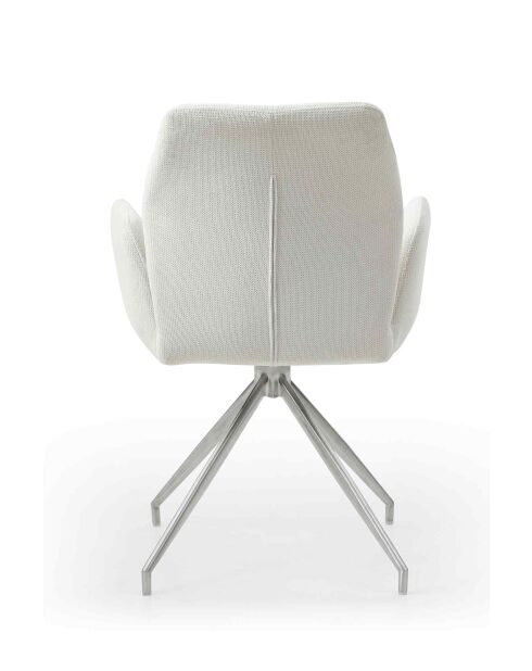 Fever - Poltrona con funzione girevole a 180° bianco crema/argento - 60x62x89 cm