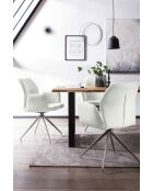 Fever - Poltrona con funzione girevole a 180° bianco crema/argento - 60x62x89 cm