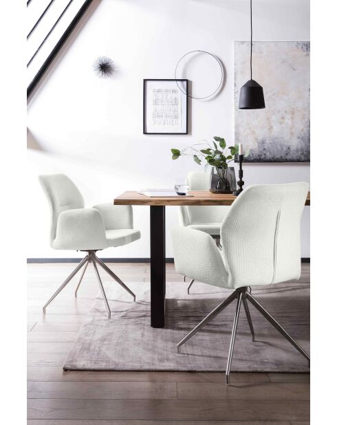 Fever - Poltrona con funzione girevole a 180° bianco crema/argento - 60x62x89 cm