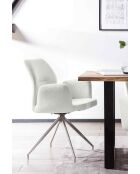 Fever - Poltrona con funzione girevole a 180° bianco crema/argento - 60x62x89 cm