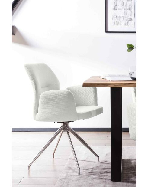 Fever - Poltrona con funzione girevole a 180° bianco crema/argento - 60x62x89 cm