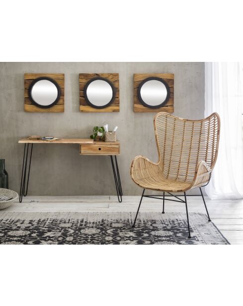 Sit - Fauteuil Rattan naturel, cadre noir antique - 75x84x113cm