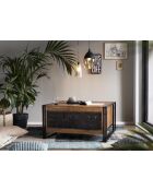 Sit - Coffre de table basse Panama naturel avec noir antique - 90x90x47cm