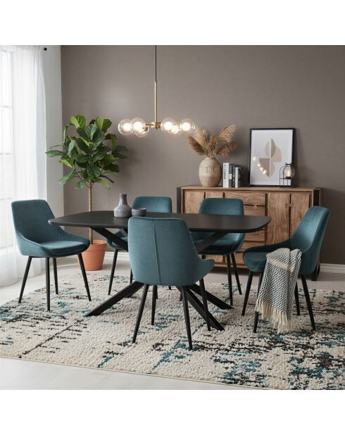 Sit — Set aus 2 Stühlen mit blauem Bezug und schwarzen Beinen — 48 x 57 x 84 cm