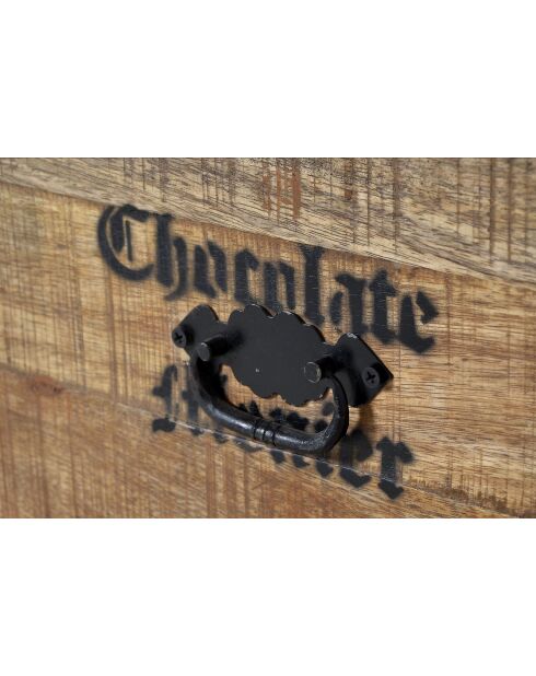 Sit - Tavolino da caffè antico rustico naturale con finiture nere antiche - 90x90x47cm