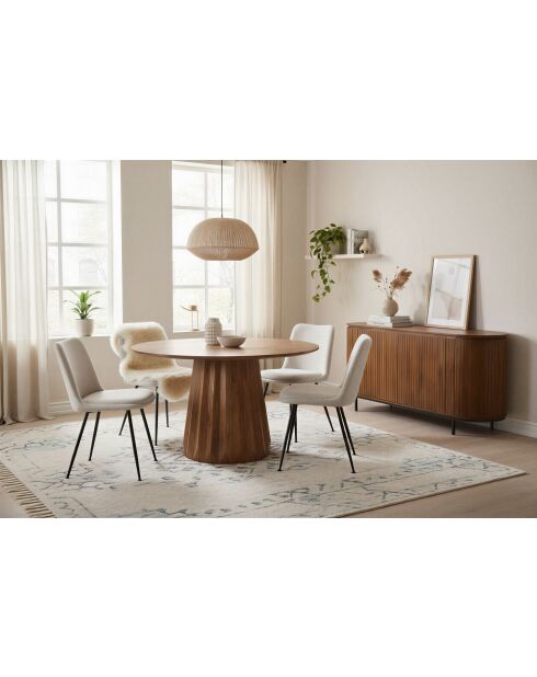 2 chaises tissu bouclé (100% polyester), métal - 58,5x46x83cm