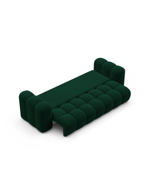 Astro flaschengrünes umwandelbares 3-Sitzer-Sofa aus Samt mit Kofferraum — 253 x 102 x 70 cm