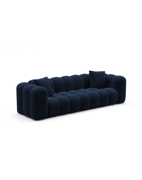 Astro Königsblaues umwandelbares 3-Sitzer-Sofa aus Samt mit Kofferraum — 253 x 102 x 70 cm