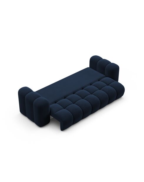 Astro Königsblaues umwandelbares 3-Sitzer-Sofa aus Samt mit Kofferraum — 253 x 102 x 70 cm