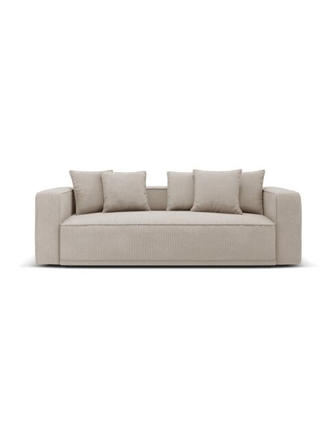 Ausziehbares 3-Sitzer-Sofa aus Kord mit Kofferraum Ribes hellgrau - 242x104x88 cm