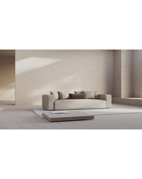 Ausziehbares 3-Sitzer-Sofa aus Kord mit Kofferraum Ribes hellgrau - 242x104x88 cm