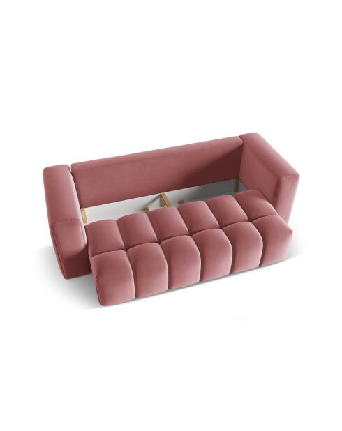 Lorella Flamant, ausziehbares 3-Sitzer-Sofa aus Samt mit Kofferraum, 252 x 98 x 85 cm