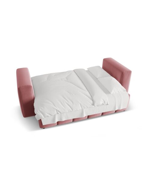 Lorella Flamant, ausziehbares 3-Sitzer-Sofa aus Samt mit Kofferraum, 252 x 98 x 85 cm