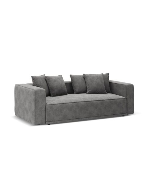 Ausziehbares 3-Sitzer-Sofa aus Samt mit Kofferraum Ribes grau - 242x104x88 cm