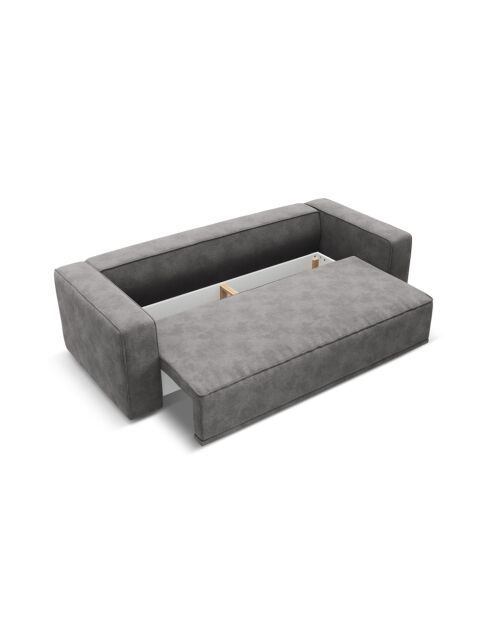 Ausziehbares 3-Sitzer-Sofa aus Samt mit Kofferraum Ribes grau - 242x104x88 cm