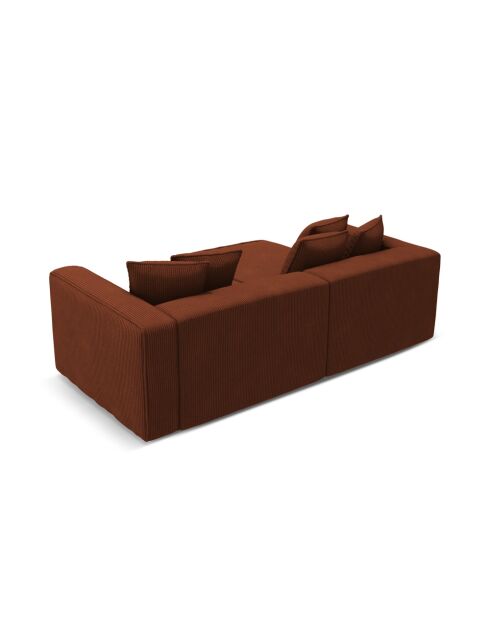 Cabrio-Ecksofa für 3 Personen, aus Kord, links, mit Kofferraum, Ribes, Terrakotta, 266 x 160 x 88 cm