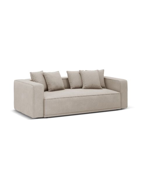 Ribes 3-Sitzer-Ausziehsofa aus Kord mit Kofferraum Ribes dunkelbeige - 242x104x88 cm