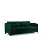 Canapé convertible en velours 3 places Yanis vert bouteille - 202x102x80 cm