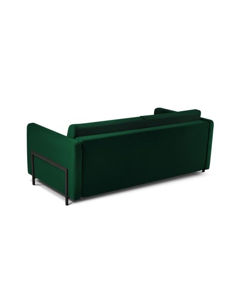 Canapé convertible en velours 3 places Yanis vert bouteille - 202x102x80 cm