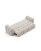 Astro, umwandelbares 3-Sitzer-Sofa aus Samt mit Kofferraum, 253 x 102 x 70 cm, ecru