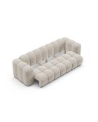 Astro, umwandelbares 3-Sitzer-Sofa aus Samt mit Kofferraum, 253 x 102 x 70 cm, ecru