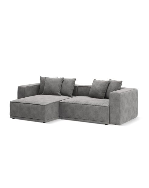 Umbaubares 3-sitziges linkes Ecksofa aus Samt mit grauem Ribes-Kofferraum - 266 x 160 x 88 cm