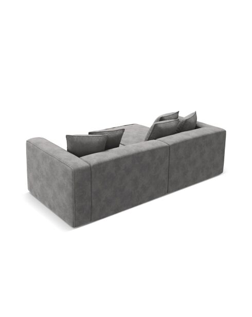 Umbaubares 3-sitziges linkes Ecksofa aus Samt mit grauem Ribes-Kofferraum - 266 x 160 x 88 cm