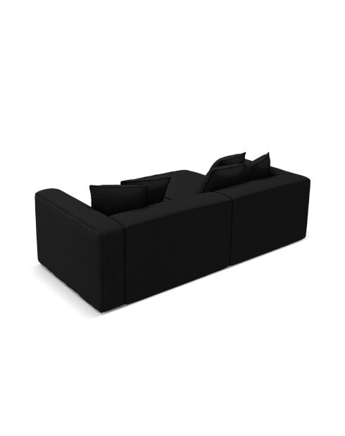 Divano angolare sinistro trasformabile a 3 posti con baule Ribes nero - 266x160x88 cm