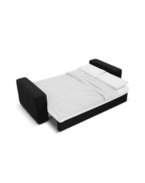 Divano angolare sinistro trasformabile a 3 posti con baule Ribes nero - 266x160x88 cm