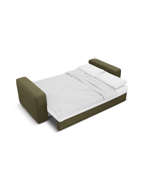 3-zits converteerbare corduroy linkerhoekbank met ribes groene kofferbak - 266x160x88 cm