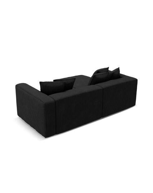 Cabrio-Ecksofa für 3 Personen, aus Kord, links, mit schwarzem Ribes-Kofferraum — 266 x 160 x 88 cm