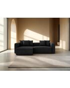 Cabrio-Ecksofa für 3 Personen, aus Kord, links, mit schwarzem Ribes-Kofferraum — 266 x 160 x 88 cm