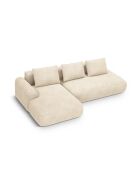 Orion 5-zits converteerbare fluwelen hoekbank met kofferbak lichtbeige - 275x142x84 cm