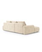 Orion 5-zits converteerbare fluwelen hoekbank met kofferbak lichtbeige - 275x142x84 cm