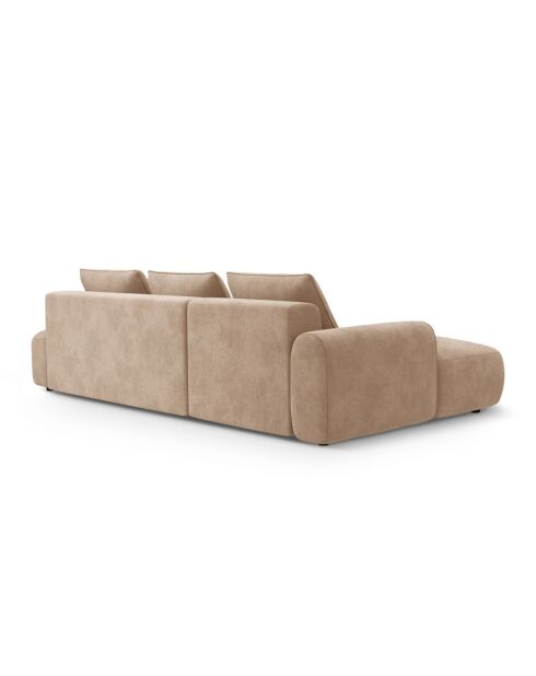 Orion Ecksofa für 5 Personen, umwandelbar, aus Samt, links, mit Kofferraum Orion, dunkelbeige — 275 x 142 x 84 cm