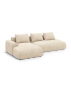 Orion Ecksofa für 5 Personen, umwandelbar, aus Samt, links, mit Kofferraum Orion, hellbeige — 275 x 142 x 84 cm