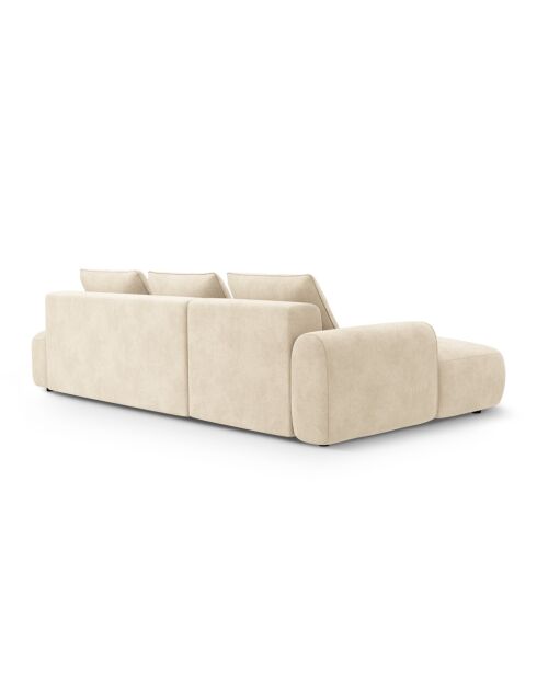 Orion Ecksofa für 5 Personen, umwandelbar, aus Samt, links, mit Kofferraum Orion, hellbeige — 275 x 142 x 84 cm