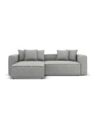 3-zits converteerbare corduroy linkerhoekbank met Ribes lichtgrijze kofferbak - 266x160x88 cm