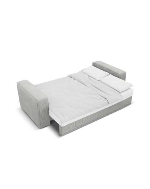 3-zits converteerbare corduroy linkerhoekbank met Ribes lichtgrijze kofferbak - 266x160x88 cm