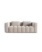 3-zits converteerbare fluwelen bank met kofferbak Lorella ecru - 252x98x85 cm