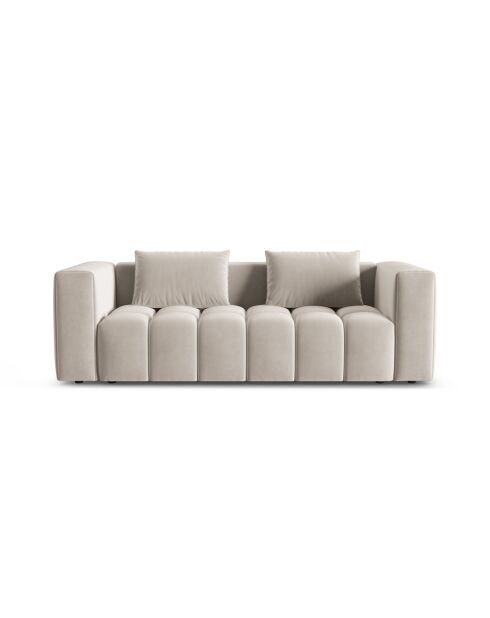 Ausziehbares 3-Sitzer-Sofa aus Samt mit Kofferraum Lorella ecru - 252x98x85 cm