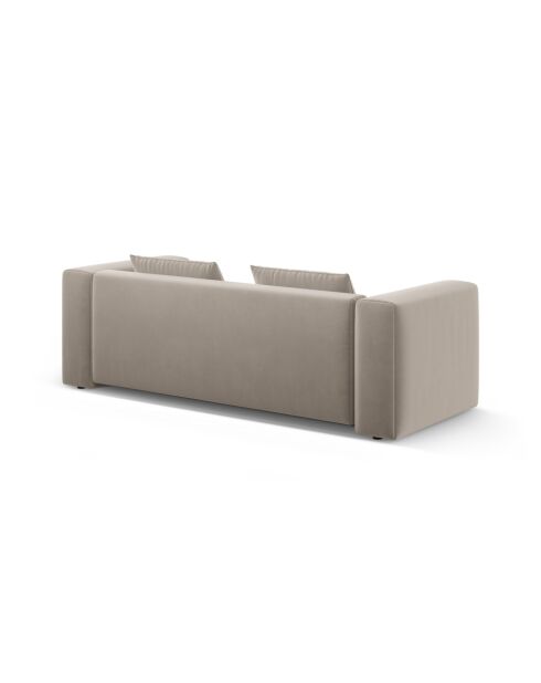 Ausziehbares 3-Sitzer-Sofa aus Samt mit Kofferraum Lorella ecru - 252x98x85 cm