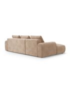Divano angolare sinistro trasformabile Orion a 3 posti in velluto con baule Orion beige scuro - 275x142x84 cm