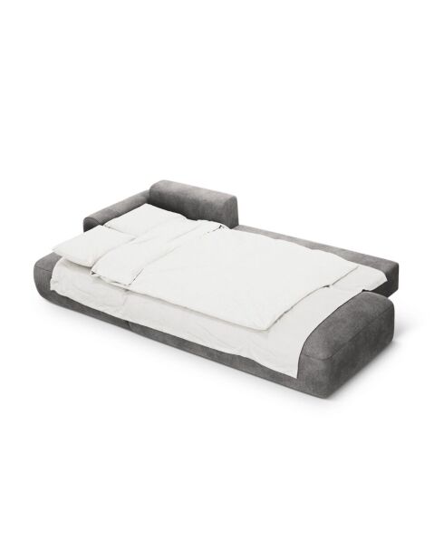 Oriongraues umwandelbares Ecksofa aus Samt mit Kofferraum für 5 Personen — 275 x 142 x 84 cm