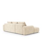 Orion 3-zits converteerbare fluwelen hoekbank met kofferbak lichtbeige - 275x142x84 cm