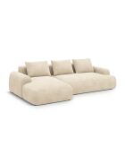 Orion 3-zits converteerbare fluwelen hoekbank met kofferbak lichtbeige - 275x142x84 cm