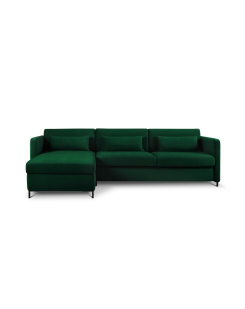 Yanis Ecksofa für 4 Personen, umwandelbar, links, aus Samt, 260 x 170 x 80 cm, flaschengrün