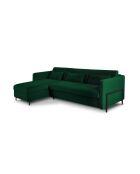 Yanis Ecksofa für 4 Personen, umwandelbar, links, aus Samt, 260 x 170 x 80 cm, flaschengrün